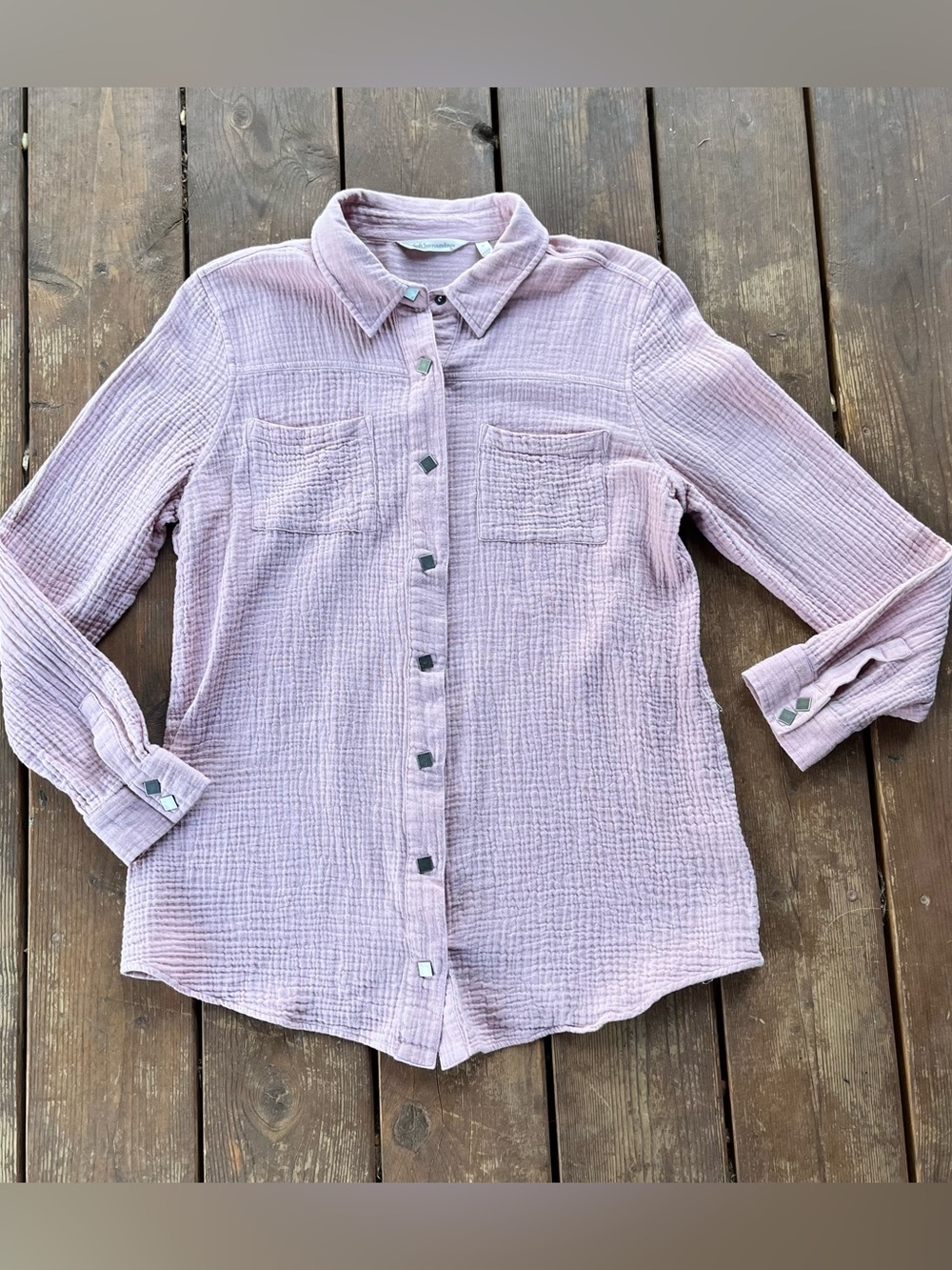 Soft Surroundings textured Blush Button Down